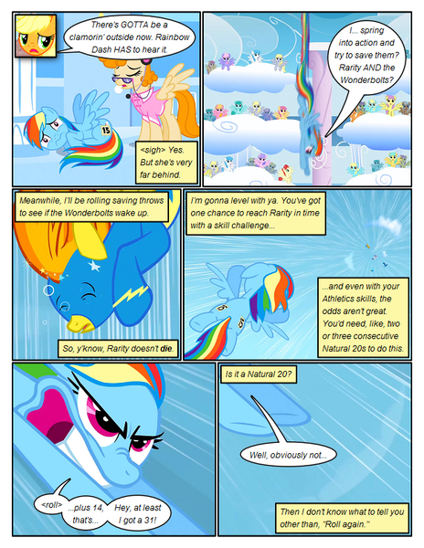 Size: 612x792 | Tagged: safe, artist:newbiespud, derpibooru import, edit, edited screencap, screencap, applejack, derpy hooves, lightning bolt, parasol, rainbow dash, rainbowshine, sassaflash, spitfire, sunshower raindrops, white lightning, earth pony, pegasus, pony, comic:friendship is dragons, background pony, background pony audience, clothes, comic, dialogue, falling, female, flying, gritted teeth, headset, male, mare, multeity, scared, screencap comic, spread wings, stallion, uniform, wings, wonderbolts, wonderbolts uniform, worried