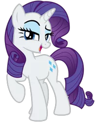 Size: 2600x3200 | Tagged: safe, artist:cheezedoodle96, derpibooru import, rarity, pony, unicorn, .svg available, female, lidded eyes, looking at you, mare, open mouth, raised eyebrow, raised hoof, simple background, smiling, solo, svg, transparent background, vector