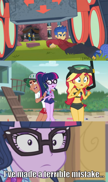 Size: 5333x9000 | Tagged: safe, derpibooru import, brawly beats, flash sentry, microchips, ringo, sci-twi, sunset shimmer, timber spruce, twilight sparkle, cheer you on, equestria girls, equestria girls series, unsolved selfie mysteries, spoiler:eqg series (season 2), badass sentry, blue sneakers, coward, drama, geode of empathy, geode of telekinesis, implied flashlight, implied sciflash, implied shipping, implied straight, legs, lifeguard, lifeguard timber, magical geodes, mouthpiece, op unintentionally started shit, regret, timber spruce drama