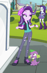 Size: 374x579 | Tagged: safe, artist:dashiesparkle, artist:illumnious, derpibooru import, edit, screencap, rarity, spike, spike the regular dog, starlight glimmer, dog, equestria girls, mirror magic, spoiler:eqg specials, angry, animated, beanie, beanie hat, clothes, cropped, female, gif, hat, implied shipping, implied sparity, implied straight, jealous, male, ripped pants, shipping, sparlight, straight, torn clothes, unf, vector