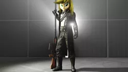 Size: 3840x2160 | Tagged: safe, artist:popa-3d-animations, derpibooru import, applejack, equestria girls, 3d, clothes, cosplay, costume, fallout, gun, rifle, sniper rifle, solo, veteran ranger, weapon