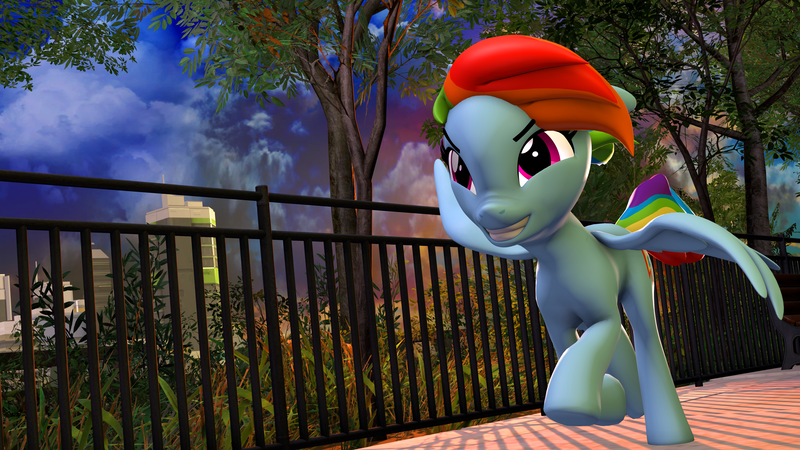 Size: 3840x2160 | Tagged: safe, artist:xxtheobanditxx, derpibooru import, rainbow dash, pony, 3d, running, solo