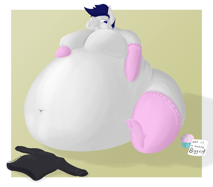 Size: 3228x2835 | Tagged: questionable, artist:thetraktor, derpibooru import, oc, oc:hectorsky, unofficial characters only, bat pony, pony, bat pony oc, bat wings, belly, belly button, bhm, big belly, butt, clothes, cupcake, fat, food, hoodie, huge belly, huge butt, implied weight gain, impossibly large belly, impossibly large butt, large butt, male, moobs, morbidly obese, obese, socks, solo, solo male, wings