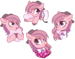 Size: 1995x1566 | Tagged: safe, artist:cloud-fly, artist:unichan, derpibooru import, oc, oc:sweet haze, unofficial characters only, pony, :p, collar, cute, hat, heart, leash, one eye closed, tongue out