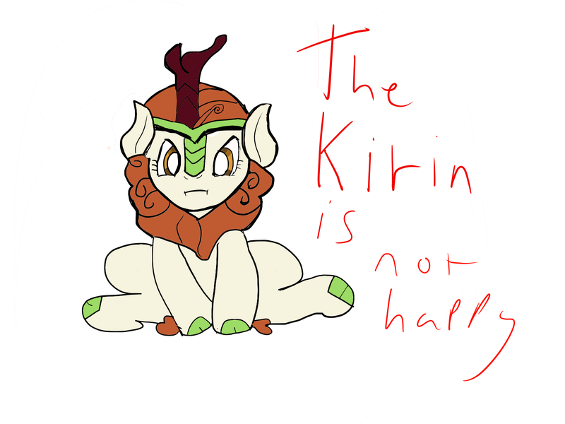 Size: 1600x1200 | Tagged: artist needed, autumn blaze, derpibooru import, drawthread, kirin, not amused face, safe, text