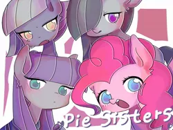 Size: 1600x1200 | Tagged: safe, artist:770nanao15, derpibooru import, limestone pie, marble pie, maud pie, pinkie pie, earth pony, pony, blushing, colored pupils, cute, female, looking at you, mare, open mouth, pie sisters, siblings, sisters