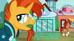 Size: 1440x810 | Tagged: safe, derpibooru import, edit, edited screencap, screencap, stellar flare, sunburst, pony, unicorn, the parent map, butt, caption, female, grammar error, image macro, implied incest, incest, male, mare, milf, mother and child, mother and son, stallion, text