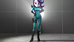 Size: 3840x2160 | Tagged: safe, artist:popa-3d-animations, derpibooru import, starlight glimmer, equestria girls, 3d, boots, clothes, cosplay, costume, high heel boots, high res, metroid, samus aran, shoes, solo, zero suit
