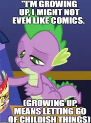 Size: 912x1224 | Tagged: safe, derpibooru import, edit, edited screencap, screencap, spike, dragon, the last problem, leak, caption, cropped, downvote bait, image macro, meme, solo focus, text, winged spike