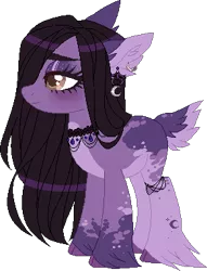 Size: 292x382 | Tagged: safe, artist:cueen, derpibooru import, oc, oc:stormy nightingale, unofficial characters only, deer, deer pony, earth pony, original species, pony, base used, bracelet, choker, cloven hooves, female, jewelry, mare, mottled coat, piercing, pixel art, ponysona, simple background, solo, transparent background, unshorn fetlocks