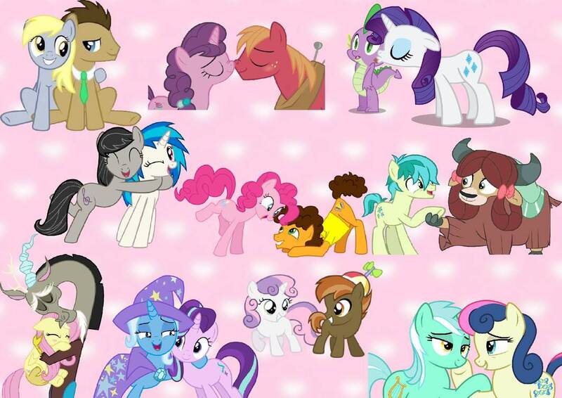 Size: 1063x752 | Tagged: safe, artist:mortysmithc137, derpibooru import, big macintosh, bon bon, button mash, cheese sandwich, derpy hooves, discord, doctor whooves, fluttershy, lyra heartstrings, octavia melody, pinkie pie, rarity, sandbar, spike, starlight glimmer, sugar belle, sweetie belle, sweetie drops, time turner, trixie, vinyl scratch, yona, cheesepie, discoshy, doctorderpy, female, lesbian, lyrabon, male, scratchtavia, shipping, sparity, startrix, straight, sugarmac, sweetiemash, yonabar