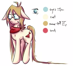 Size: 2872x2576 | Tagged: safe, artist:coco-drillo, derpibooru import, oc, oc:cocodrillo, earth pony, pony, beige coat, brown mane, clothes, colourful, floppy ears, glasses, long mane, long tail, ponysona, reference sheet, scar, scarf, solo