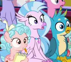 Size: 714x624 | Tagged: safe, derpibooru import, screencap, auburn vision, berry blend, berry bliss, cozy glow, gallus, november rain, ocellus, silverstream, classical hippogriff, gryphon, hippogriff, a matter of principals, cropped, female, filly, friendship student, male, teenager