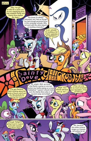 Size: 651x1000 | Tagged: safe, artist:andypriceart, derpibooru import, edit, idw, applejack, fluttershy, pinkie pie, rainbow dash, rarity, spike, twilight sparkle, vinyl scratch, dragon, earth pony, pegasus, pony, unicorn, comic:friendship is dragons, spoiler:comic, background pony, background pony audience, comic, dialogue, eyes closed, female, freckles, glasses, hat, heart eyes, licking, licking lips, male, mane seven, mane six, mare, raised hoof, text edit, tongue out, turntable, unicorn twilight, wide eyes, wingding eyes