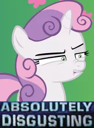 Size: 538x731 | Tagged: safe, derpibooru import, edit, edited screencap, screencap, sweetie belle, pony, unicorn, the big mac question, absolutely disgusting, cropped, disgusted, exploitable meme, faic, female, filly, meme, reaction image, solo