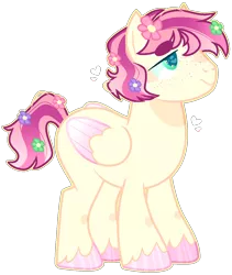 Size: 1092x1293 | Tagged: safe, artist:kurosawakuro, derpibooru import, oc, unofficial characters only, pegasus, pony, base used, colored hooves, colored pupils, colored wings, colored wingtips, flower, flower in hair, freckles, heart, heart eyes, male, offspring, parent:big macintosh, parent:fluttershy, parents:fluttermac, simple background, solo, stallion, transparent background, unshorn fetlocks, wingding eyes, wings