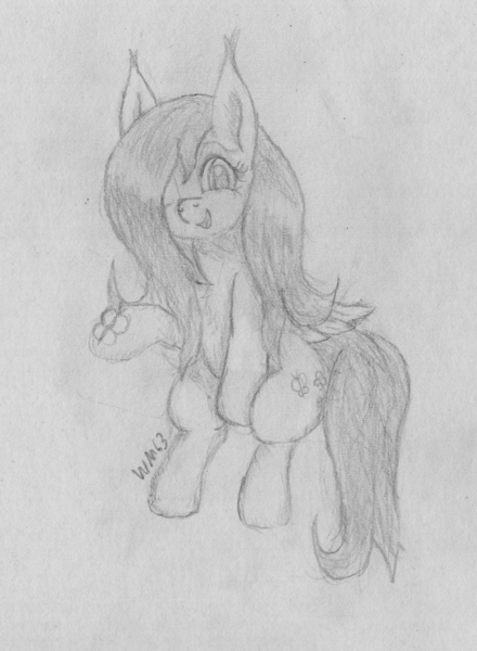 Size: 2374x3240 | Tagged: safe, artist:wapamario63, derpibooru import, fluttershy, butterfly, pegasus, pony, cute, female, hair over one eye, happy, mare, monochrome, one eye closed, shyabetes, sitting, solo, traditional art