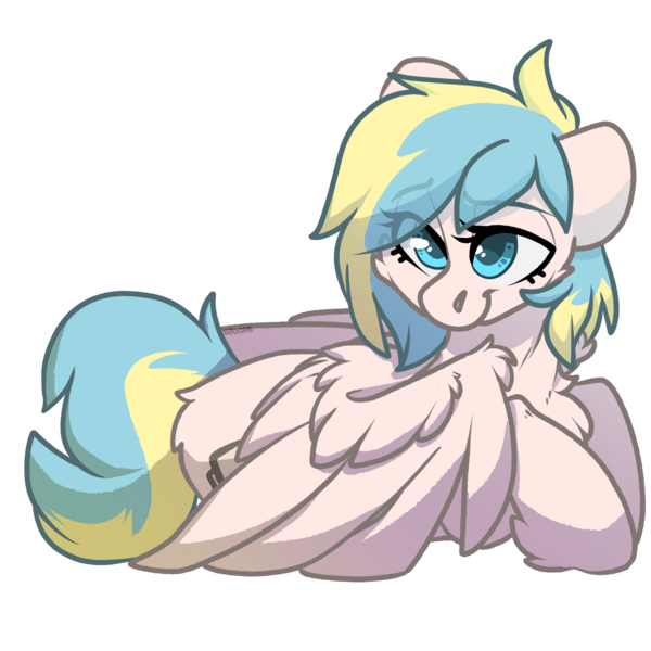 Size: 2000x2000 | Tagged: safe, artist:spoopygander, derpibooru import, oc, oc:camellia sky, pegasus, pony, cheek fluff, chest fluff, cute, cutie mark, eyelashes, female, fluffy butt, looking at you, looking up, mare, multicolored hair, smiling, unshorn fetlocks, wing fluff, wings