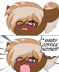 Size: 812x984 | Tagged: safe, artist:colorfuldiamondpl, derpibooru import, oc, oc:coffee creme, unofficial characters only, pony, angry dog noises, descriptive noise, meme, screaming, solo