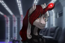 Size: 1280x853 | Tagged: safe, artist:marinavermilion, derpibooru import, oc, oc:razlad, unofficial characters only, pony, complex background, elite dangerous, helix horn, space, spacesuit