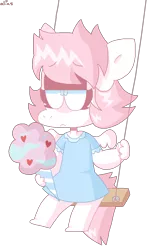 Size: 849x1388 | Tagged: safe, artist:spritecranbirdie, derpibooru import, oc, oc:cotton, unofficial characters only, anthro, pegasus, cotton candy, female, image, png, sitting, solo