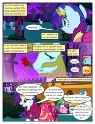 Size: 612x792 | Tagged: safe, artist:newbiespud, derpibooru import, edit, edited screencap, screencap, applejack, fine line, maxie, orion, pinkie pie, prince blueblood, rainbow dash, rarity, royal ribbon, shooting star (character), star gazer, twilight sparkle, earth pony, pegasus, pony, unicorn, comic:friendship is dragons, the best night ever, angry, annoyed, background pony, bush, clothes, comic, dialogue, dress, eyes closed, female, flower, flower in mouth, flowing mane, gala dress, jewelry, lyrics, male, mare, mouth hold, rose, rose in mouth, screencap comic, smiling, stallion, text, tiara, unicorn twilight, worried