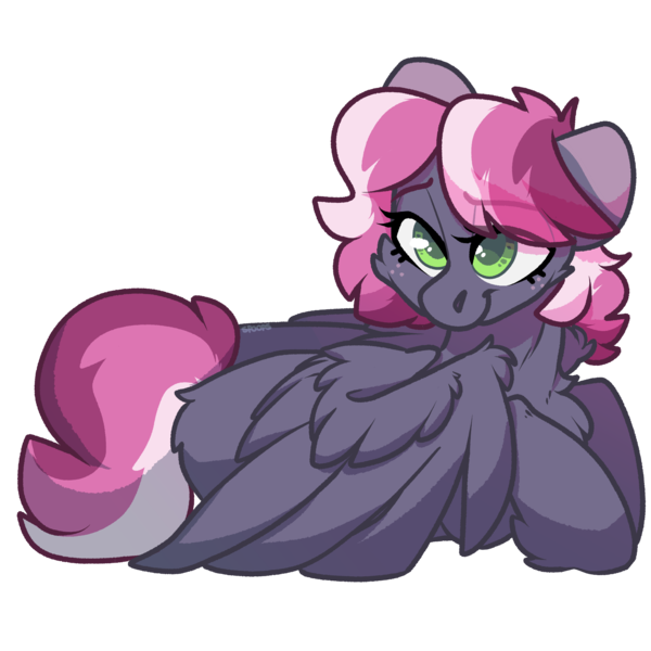 Size: 2000x2000 | Tagged: safe, artist:spoopygander, derpibooru import, oc, pegasus, pony, butt fluff, chest fluff, cute, eyelashes, female, freckles, looking up, mare, markings, multicolored hair, smiling, unshorn fetlocks, wing fluff, wings
