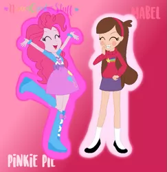 Size: 645x663 | Tagged: safe, artist:noreen-loves-spidey, artist:selenaede, derpibooru import, pinkie pie, human, equestria girls, barely eqg related, base used, bracelet, clothes, crossover, disney, equestria girls style, equestria girls-ified, gravity falls, headband, jewelry, mabel pines, shoes