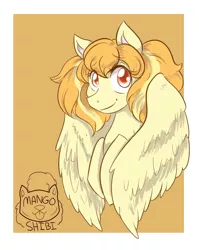 Size: 795x1000 | Tagged: safe, artist:mangoshibi, derpibooru import, oc, unofficial characters only, pegasus, pony, female, looking at you, mare, pigtails, smiling, solo, spread wings, wings