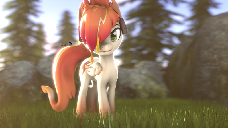 Size: 1920x1080 | Tagged: safe, artist:spinostud, derpibooru import, oc, oc:tomyum, pegasus, pony, 3d, female, headset, looking at you, mare, source filmmaker