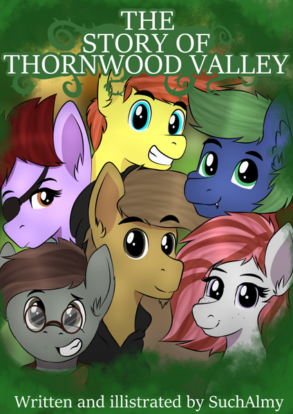 Size: 558x790 | Tagged: safe, artist:almond evergrow, derpibooru import, oc, oc:almond evergrow, pony, fanfic:story of thornwood valley, book cover, cover, fanfic art