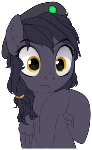 Size: 633x1025 | Tagged: safe, artist:arhont, derpibooru import, oc, oc:mir, unofficial characters only, pegasus, pony, beret, consider the following, continue, emoji, female, hat, hooves together, simple background, transparent background