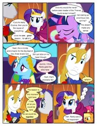 Size: 612x792 | Tagged: safe, artist:newbiespud, derpibooru import, edit, edited screencap, screencap, applejack, prince blueblood, rainbow dash, rarity, twilight sparkle, earth pony, pegasus, pony, unicorn, comic:friendship is dragons, the best night ever, ..., bowtie, clothes, comic, dialogue, dress, eyes closed, female, flower, freckles, frown, gala dress, jewelry, laurel wreath, male, mare, rose, screencap comic, stallion, tiara, unicorn twilight, worried