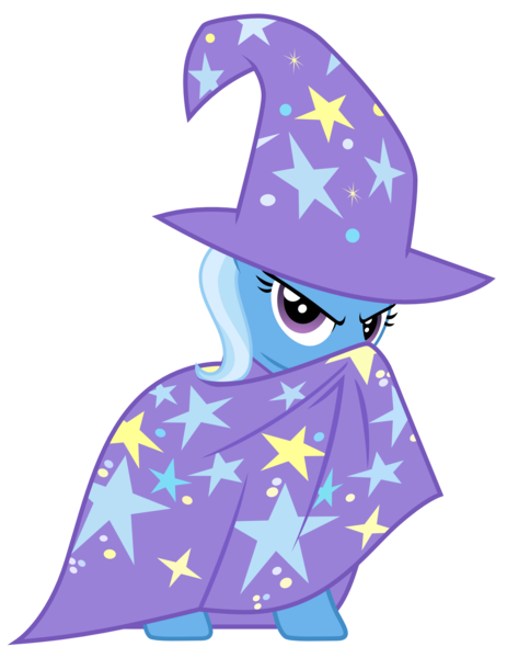 Size: 1610x2086 | Tagged: safe, artist:sonofaskywalker, derpibooru import, trixie, pony, unicorn, a horse shoe-in, cape, clothes, female, hat, mare, simple background, solo, transparent background, trixie's cape, trixie's hat, vector