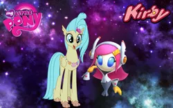 Size: 1440x900 | Tagged: artist:arcgaming91, classical hippogriff, crossover, derpibooru import, hippogriff, kirby, kirby star allies, my little pony logo, my little pony: the movie, nintendo, princess skystar, safe, susie, video game