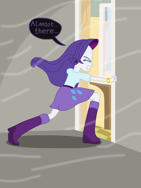 Size: 2048x2732 | Tagged: safe, artist:justsomepainter11, derpibooru import, rarity, comic:rarity's rest problem, equestria girls, boots, bracelet, clothes, dialogue, jewelry, shoes, skirt, solo, sucking, vacuum