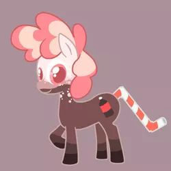 Size: 1200x1200 | Tagged: safe, artist:shrimpshogun, derpibooru import, oc, oc:cherry sunrise, ponified, unofficial characters only, food pony, original species, pony, soda pony, cherry, food, simple background, smiley face, soda, standing, straw
