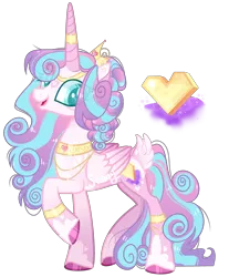 Size: 1024x1239 | Tagged: alicorn, alternate design, alternate universe, artist:manella-art, collar, crown, cutie mark, derpibooru import, female, hair over eyes, hoof ring, horn, horn ring, jewelry, older, older flurry heart, one hoof raised, princess flurry heart, regalia, ring, safe, simple background, tail fluff, transparent background