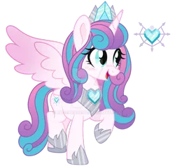 Size: 600x572 | Tagged: safe, artist:rosereade, derpibooru import, princess flurry heart, alicorn, pony, the last problem, adult, base used, crystal heart, deviantart watermark, jewelry, obtrusive watermark, older, older flurry heart, princess, regalia, simple background, watermark