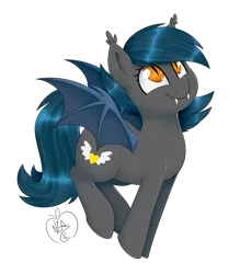 Size: 1280x1463 | Tagged: safe, alternate version, artist:notenoughapples, derpibooru import, oc, oc:speck, bat pony, pony, bat pony oc, bat wings, cute, ear tufts, fangs, female, mare, ocbetes, signature, simple background, solo, transparent background, wings