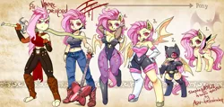 Size: 2211x1052 | Tagged: suggestive, artist:arzt-korkenzieher, artist:shepherd0821, derpibooru import, edit, fluttershy, anthro, bat pony, human, pony, vampire, adventure time, anthro chart, anthro with ponies, bat ponified, batman, big breasts, bipedal, blood, breasts, busty fluttershy, cleavage, clothes, cosplay, costume, crossover, darkstalkers, female, flamberge, flutterbat, humanized, kain, latex, legacy of kain, looking at you, marceline, midriff, morrigan aensland, piercing, race swap, rouge the bat, skull, sonic the hedgehog (series), soul reaver, sword, tongue out, weapon