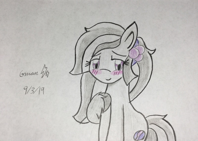 Size: 2164x1536 | Tagged: safe, artist:gamerblitz77, derpibooru import, marble pie, pony, cute, hand drawing, original art, traditional art