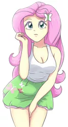 Size: 1228x2283 | Tagged: safe, artist:sumin6301, derpibooru import, fluttershy, bat pony, equestria girls, adorasexy, breasts, busty fluttershy, cleavage, clothes, cute, digital art, female, flutterbat, legs, miniskirt, moe, race swap, sexy, shyabetes, simple background, skirt, solo, tanktop, thighs, white background