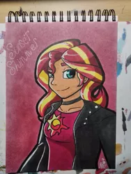 Size: 507x675 | Tagged: safe, artist:evianix, derpibooru import, sunset shimmer, equestria girls, solo, traditional art