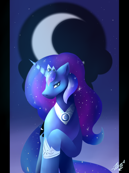 Size: 3600x4800 | Tagged: safe, artist:evianix, derpibooru import, princess luna, pony, looking at you, solo