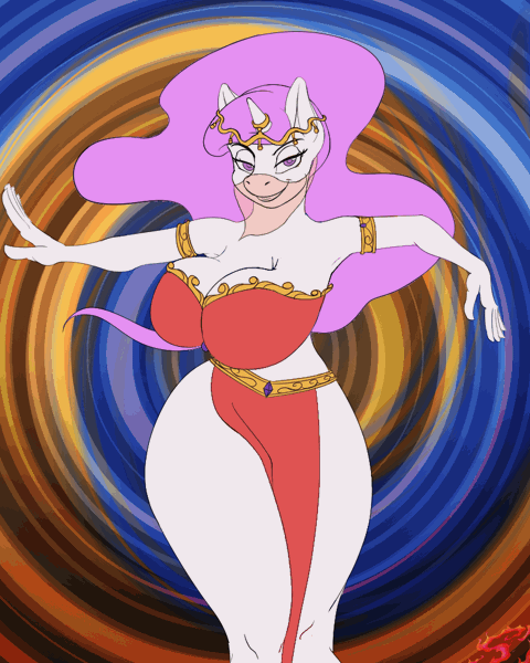 1717701 - abstract background, animated, anthro, armpits, artist:swiftriff,  bedroom eyes, belly dance, belly dancer, belly dancer outfit, big breasts,  bouncing, bouncing breasts, breasts, busty princess celestia, derpibooru  import, digital art, female