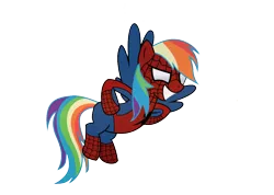 Size: 1390x990 | Tagged: safe, artist:diegotan, derpibooru import, rainbow dash, pony, background removed, simple background, smiling, spider-man, transparent background, vector