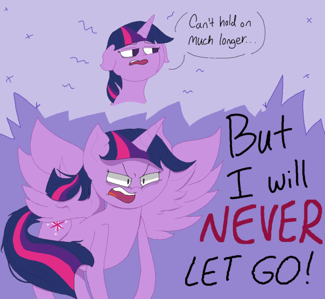 Size: 2152x1980 | Tagged: safe, artist:kirbyrainboom, derpibooru import, twilight sparkle, twilight sparkle (alicorn), alicorn, pony, angry, crush 40, lyrics, ms paint, open mouth, open your heart, signature, solo, sonic adventure, standing, text, tired