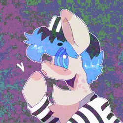 Size: 702x702 | Tagged: safe, artist:rymdsten, derpibooru import, oc, oc:wolfster dan, earth pony, original species, blushing, clothes, cute, male, prison outfit, prison stripes, solo