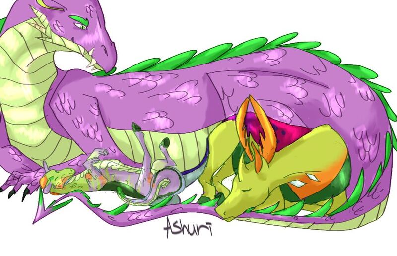 Size: 900x581 | Tagged: artist:ashurikrbg, changedling, changeling, cute, derpibooru import, gay, hybrid, interspecies offspring, king thorax, lying down, magical gay spawn, male, oc, oc:dragonfly, offspring, older, older spike, parent:spike, parents:thoraxspike, parent:thorax, safe, shipping, spike, thorax, thoraxspike